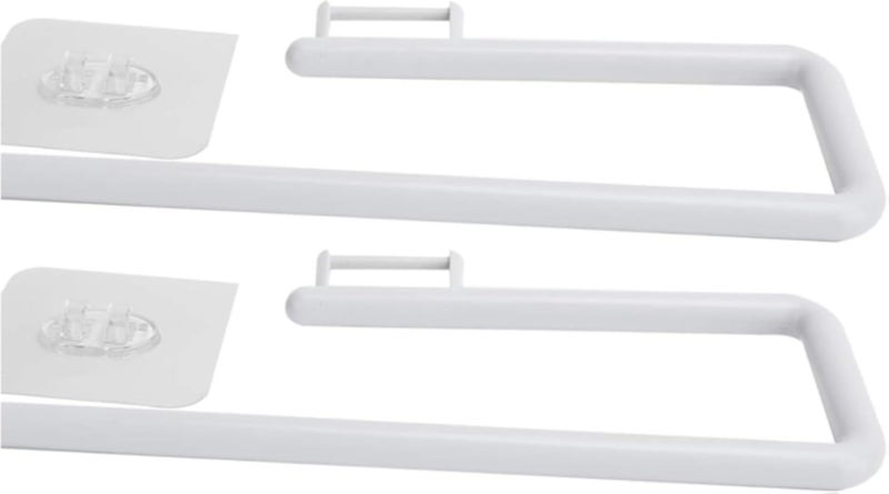 2-in-1 Towel Rack & Paper Roll Holder â€“ Wall Mounted with Strong Double-Sided Adhesive â€“ Multi-Purpose for Kitchen Towels, Bathroom Use & Oil Paper Storage (White (two pieces))