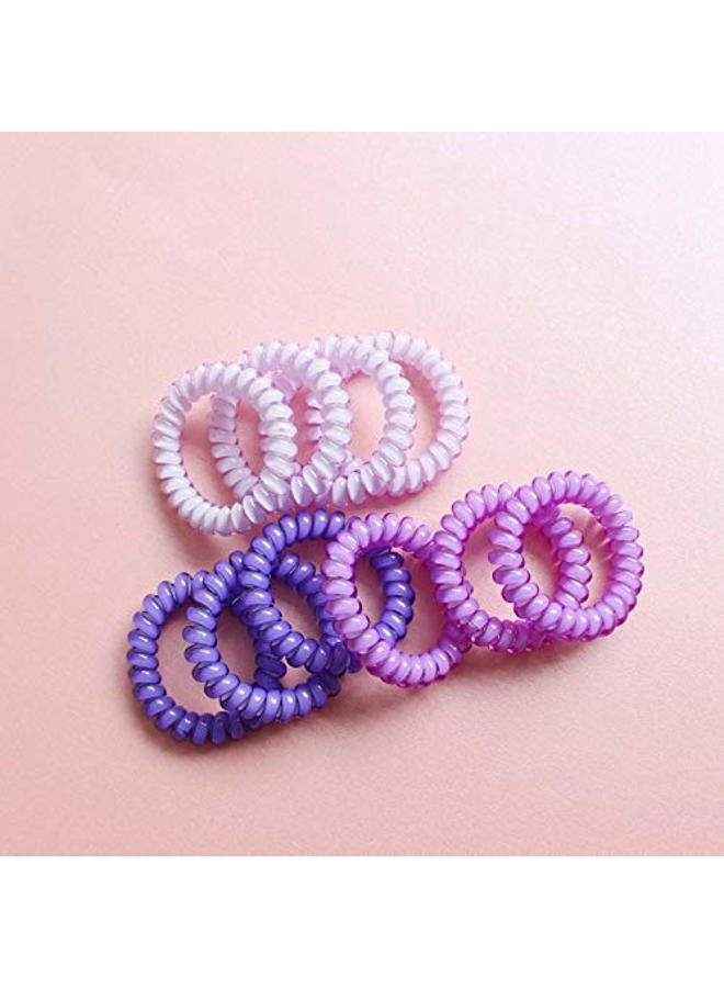canjoyn 10 Pcs Spiral Rubber Hair Ties and Holders - Elastic Coil Hair Bands, No Crease Ponytail Holders for Women with Thick Hair (Pink) - Image 5