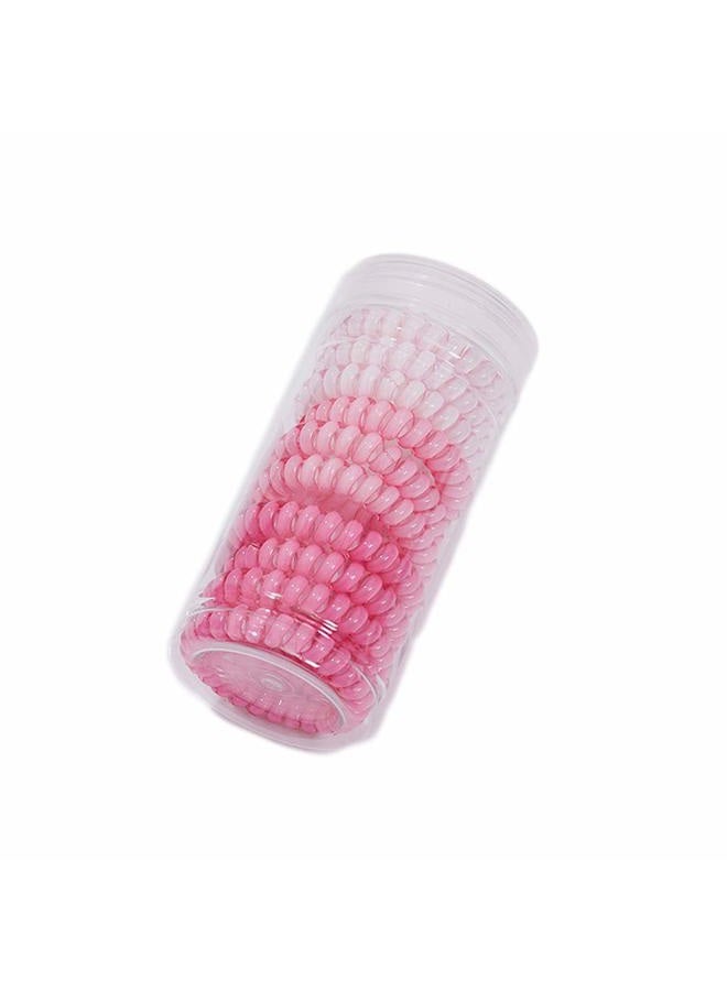 canjoyn 10 Pcs Spiral Rubber Hair Ties and Holders - Elastic Coil Hair Bands, No Crease Ponytail Holders for Women with Thick Hair (Pink) - Image 1