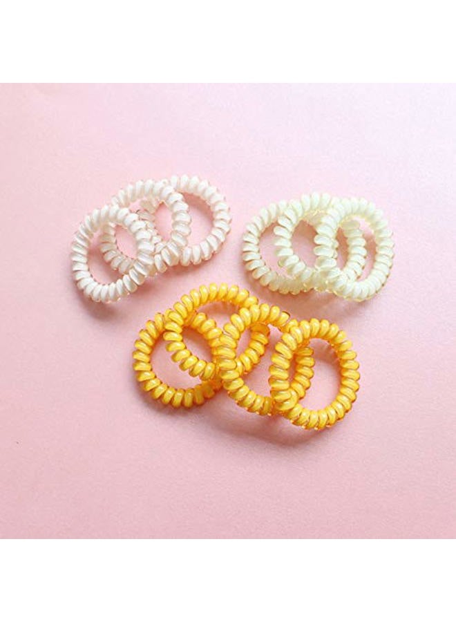canjoyn 10 Pcs Spiral Rubber Hair Ties and Holders - Elastic Coil Hair Bands, No Crease Ponytail Holders for Women with Thick Hair (Pink) - Image 4