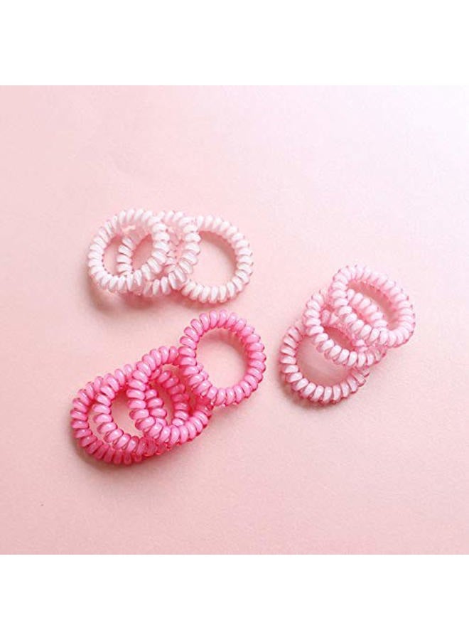 canjoyn 10 Pcs Spiral Rubber Hair Ties and Holders - Elastic Coil Hair Bands, No Crease Ponytail Holders for Women with Thick Hair (Pink) - Image 3