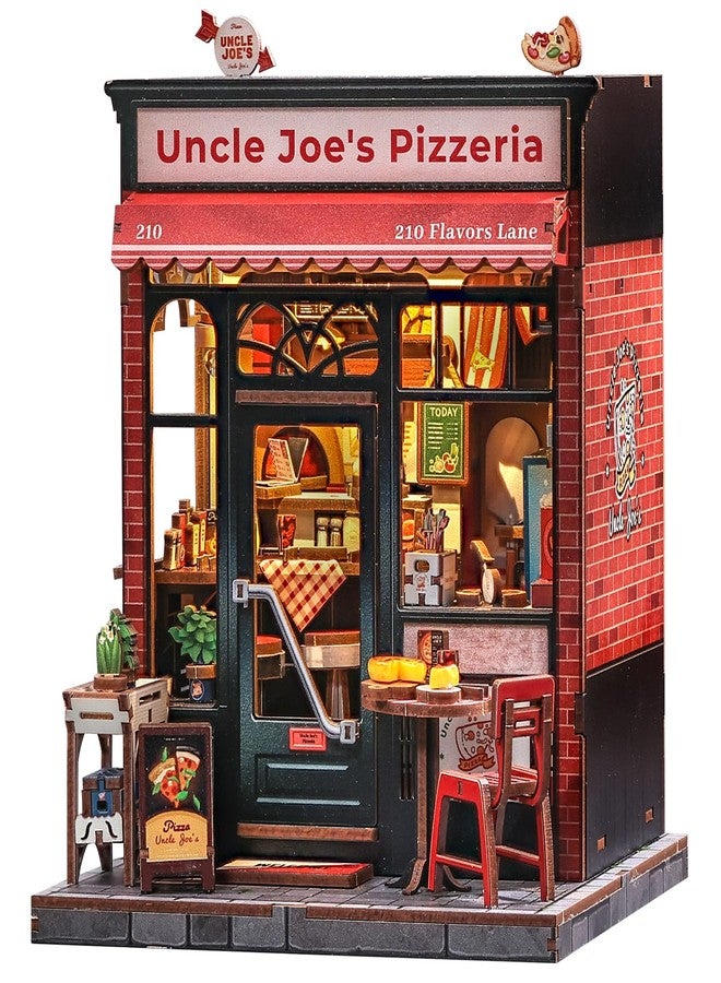 CUTEBEE Book Nook Kit - DIY Miniature House Dollhouse Kit for Adults and Teens, Booknook Tiny House Bookshelf 3D Wooden Puzzle, Gifts for Family (Uncle Joe's Pizzeria) - Image 1