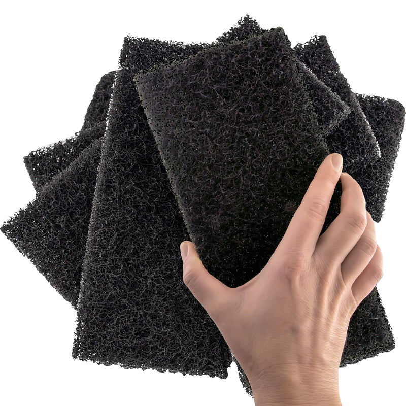 Mop Mob Heavy Duty XL Black Scouring Pad 5 Pack 10 x 45in Large Multipurpose Nylon Scrubbing Sponges Clean Bathrooms Kitchens Counters and Floors to Erase Grime and Make Surfaces Sparkle - Image 1