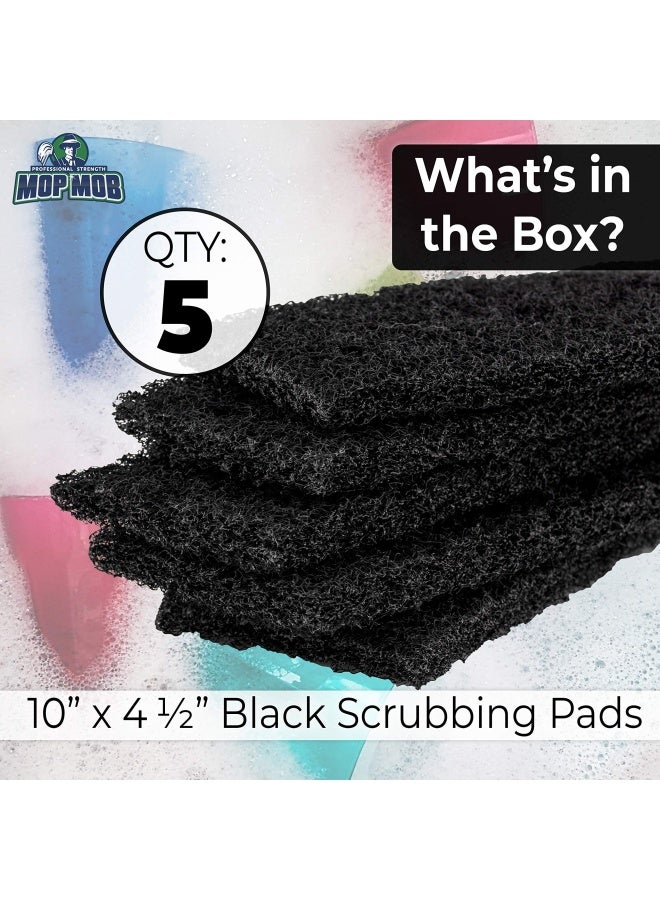 Mop Mob Heavy Duty XL Black Scouring Pad 5 Pack 10 x 45in Large Multipurpose Nylon Scrubbing Sponges Clean Bathrooms Kitchens Counters and Floors to Erase Grime and Make Surfaces Sparkle - Image 3