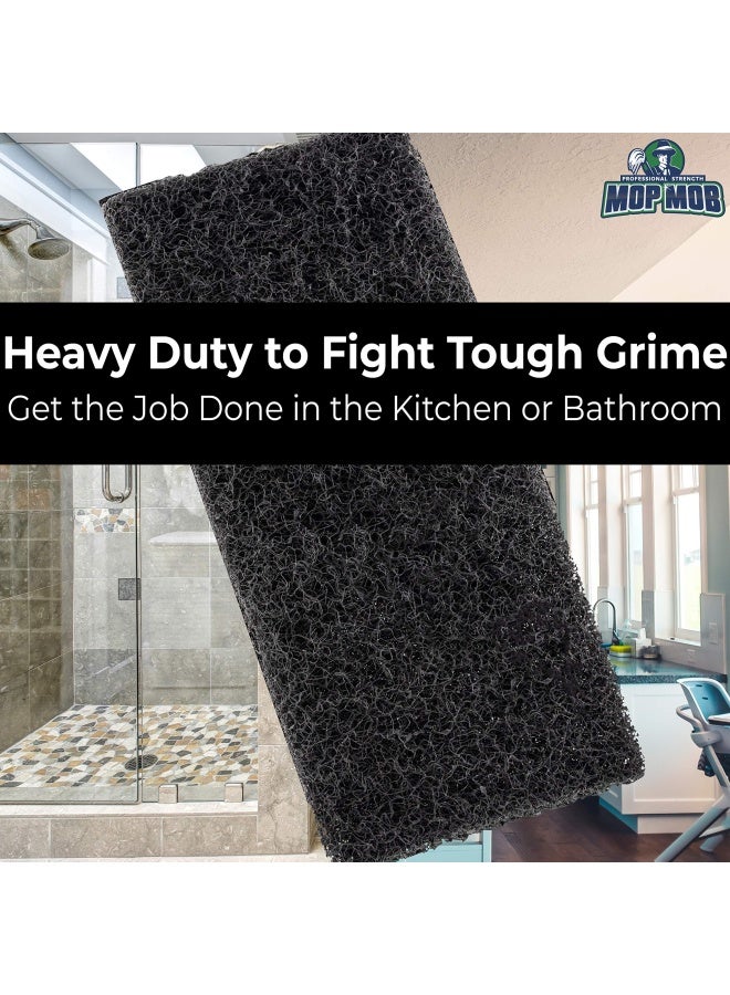 Mop Mob Heavy Duty XL Black Scouring Pad 5 Pack 10 x 45in Large Multipurpose Nylon Scrubbing Sponges Clean Bathrooms Kitchens Counters and Floors to Erase Grime and Make Surfaces Sparkle - Image 4