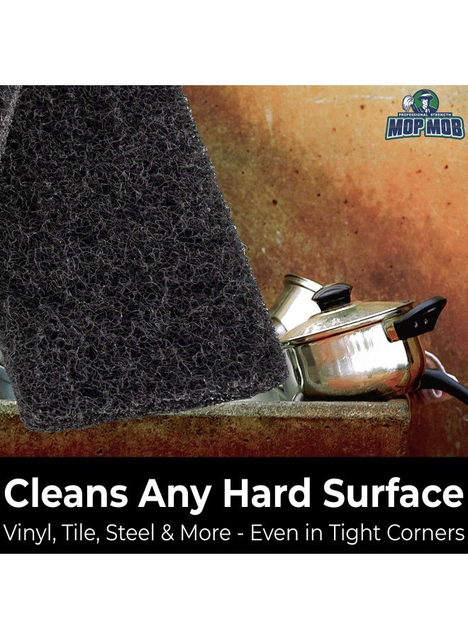Mop Mob Heavy Duty XL Black Scouring Pad 5 Pack 10 x 45in Large Multipurpose Nylon Scrubbing Sponges Clean Bathrooms Kitchens Counters and Floors to Erase Grime and Make Surfaces Sparkle - Image 5