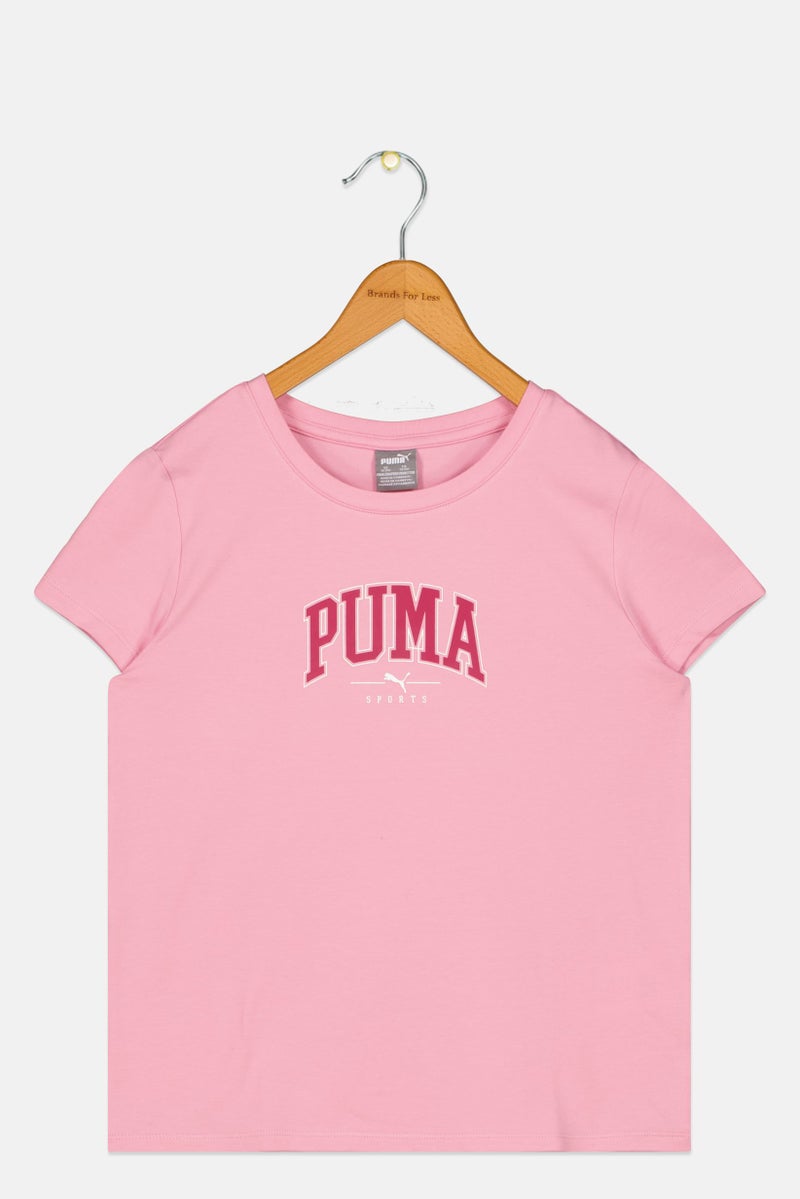 PUMA Kids Girl Brand Logo Short Sleeve Outdoor T-Shirt, Pink - Image 2