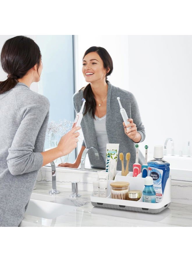 GFWARE Toothbrush Holders for Bathrooms Countertop Organizer - Kids Electric Toothbrush and Toothpaste Holder Detachable 7 Slots Tooth Brush Organization Bathroom Accessories Storage Vanity, White - Image 2