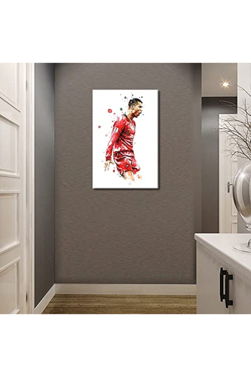 TISHIRON Football Star Canvas Wall Art CR7 Poster Painting Cristiano Ronaldo Back Competition Artwork Home Decor for Living Room Dining Bedroom Prints Ready to Hang - 36''W x 24''H - Image 5