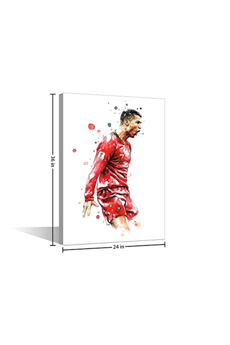 TISHIRON Football Star Canvas Wall Art CR7 Poster Painting Cristiano Ronaldo Back Competition Artwork Home Decor for Living Room Dining Bedroom Prints Ready to Hang - 36''W x 24''H - Image 3