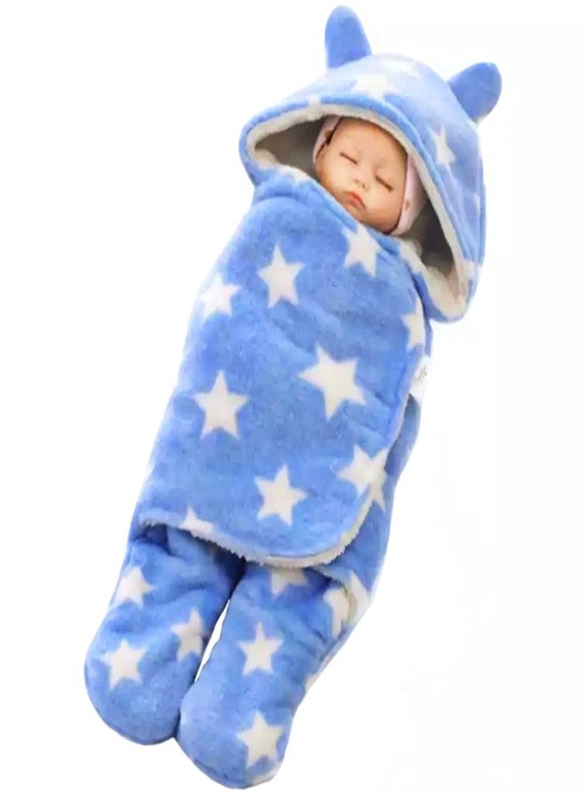 First Kick New Born Baby Blanket Pack of Super Soft Wearable Baby Wrapper Durable Fleece Polyester Cum Baby Sleeping Bag for Baby Boys, Baby Girls, Babies (76cm x 70cm, 0-6 Months) Blue - Image 2