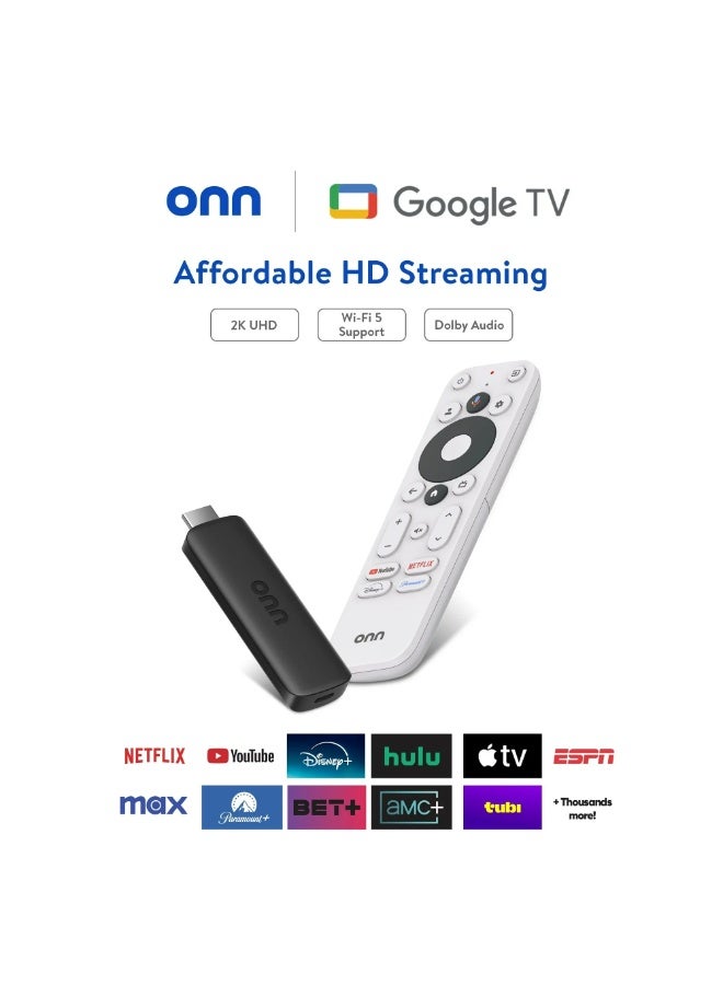 onn Full HD Streaming Device, Google TV - Fast Streaming, 8GB Storage, 1.5GB RAM, Remote with Voice Control - Image 2