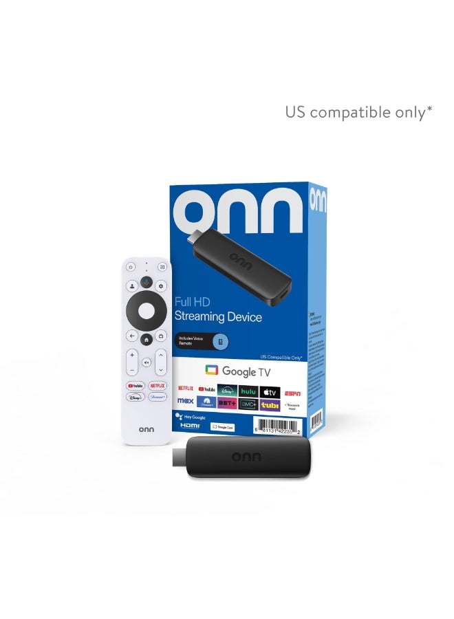 onn Full HD Streaming Device, Google TV - Fast Streaming, 8GB Storage, 1.5GB RAM, Remote with Voice Control - Image 1