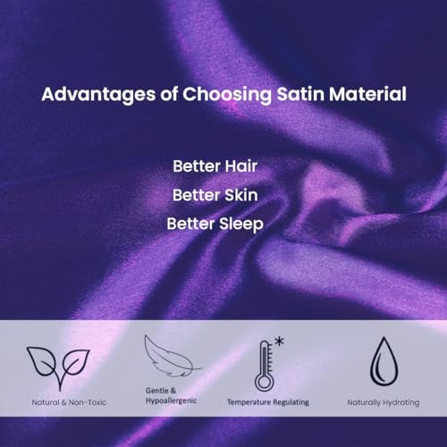 Mush BePlush Collection Satin Pillow Cover Set of 2 with Envelope Closure and 3 Satin Scrunchies | Silk Pillow Cover for Hair and Skin Care| Hair & Skin Care Gift Combo | 400TC | Navy Blue - Image 5