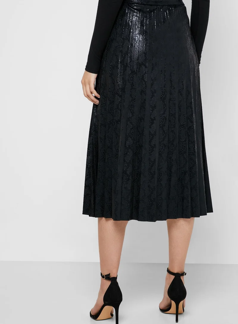 ONLY Snake Print Pleated Skirt