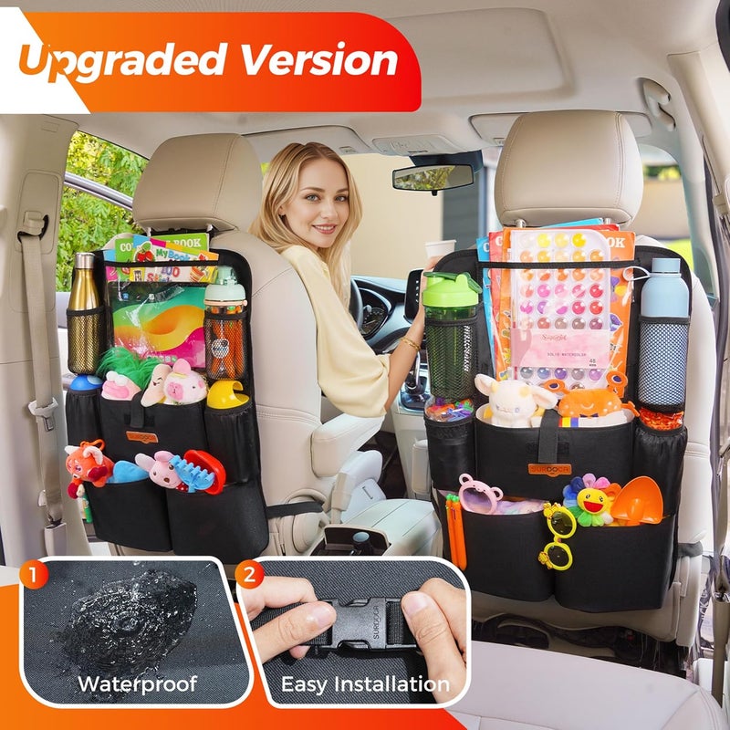 SURDOCA Upgraded Car Organizer with 11-in Touch Screen Tablet Holder and 8 Pockets - Image 2