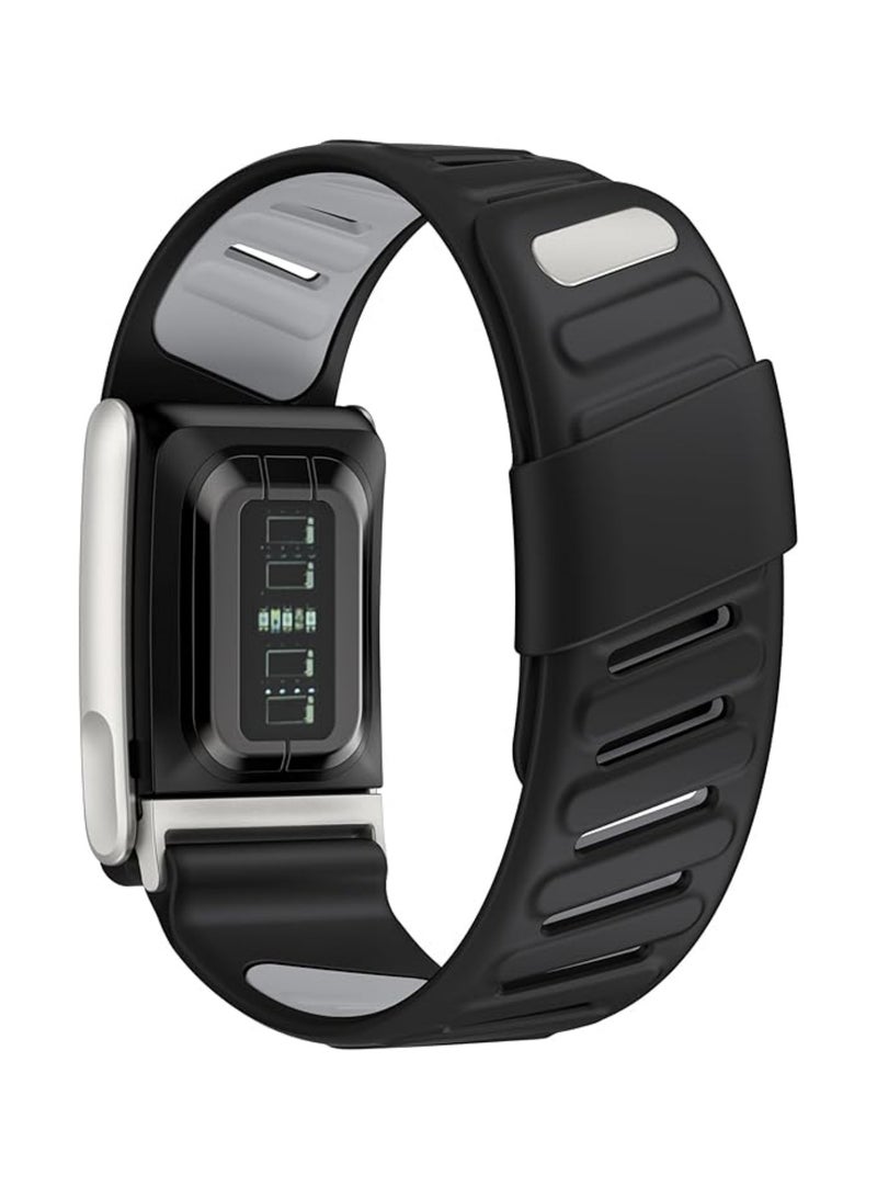 اووكاي حزام سيليكون لساعة WHOOP MG، حزام بديل رياضي ناعم ومتين ومريح للرجال والنساء مع موصل إطار معدني (أسود + رمادي فاتح) - Image 2