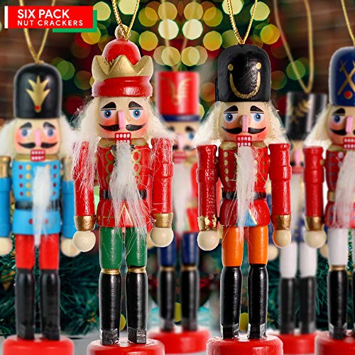 Ornativity Nutcrackers Hanging Ornament Figures - Christmas Mini Wooden King and Soldier Nutcracker - Image 2