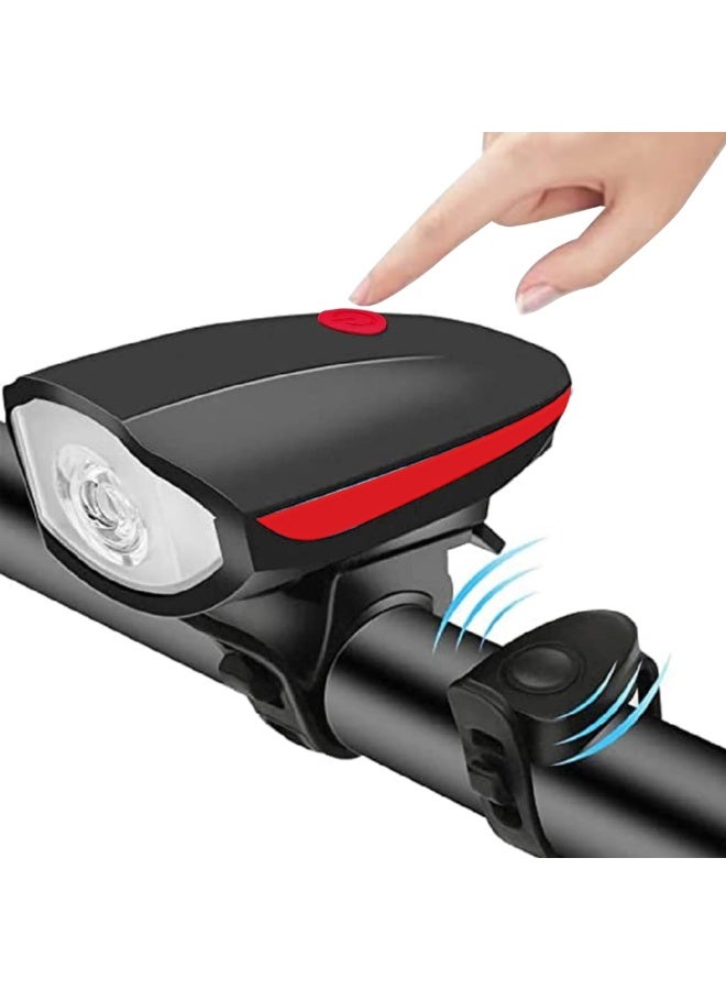 DAT Rechargeable Bike Light with Horn – Waterproof LED Bicycle Headlight with USB Charging & Loud Bell – Front Lamp with 3 Modes & Handlebar Mount for Night Riding & Safety - Image 4