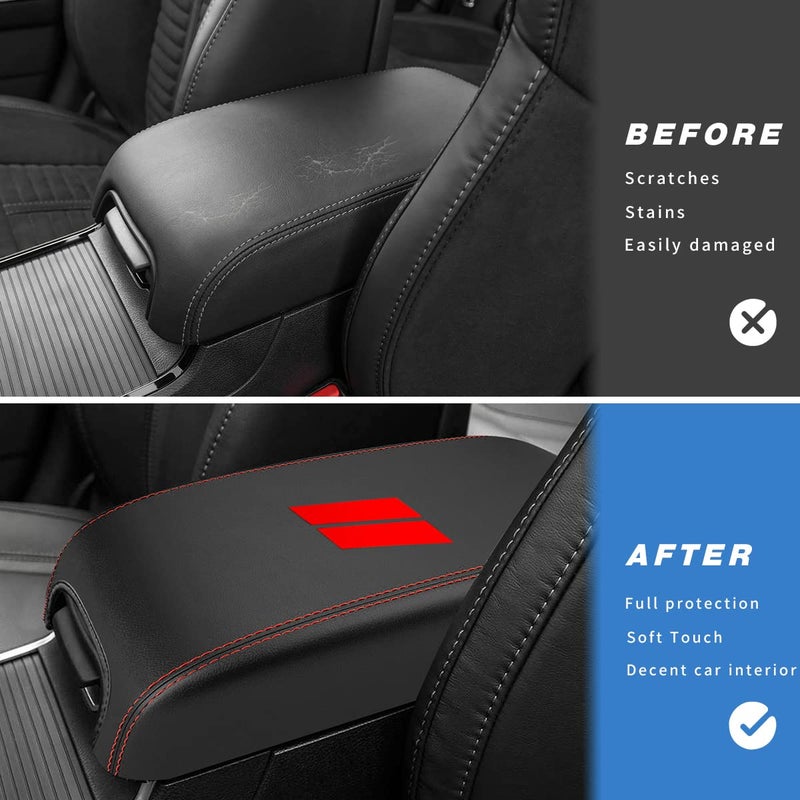 INTGET New Upgraded Center Console Cover for Dodge Charger Accessories 2011-2020 2021 2022 2023 for Chrysler 300 2015-2022 Leather Armrest Cover Console Lid Protector Cushion Pad - Image 2