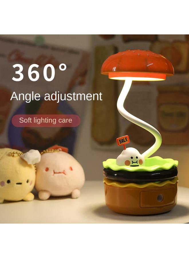 Bluejw New Hamburger Night Light With Pencil Sharpener Children's Learning Lamp Creative Mini Table Lamp Sleep Lamp Charging Bedside Lamp - Image 1