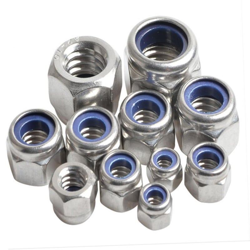 Long lifespan Veemoon 200pcs Stainless Steel Nuts with Nylon Insert Fasteners for Indoor Outdoor Use for Wet Environments Repeated use trusted quality - Image 3