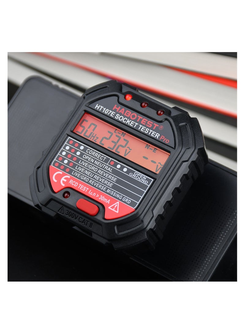 HABOTEST Outlet Tester, Socket Tester with Voltage Display (HT107E) - Image 4