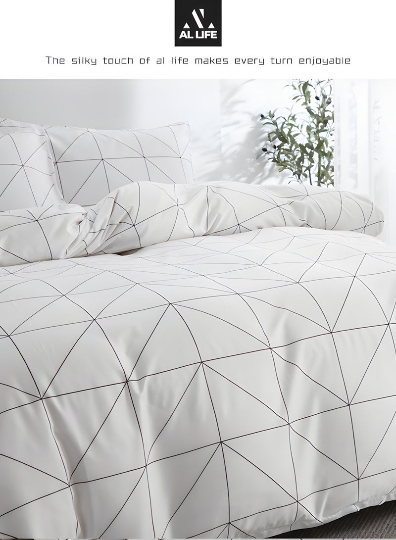 Al LIFE AI LIFE King Size Duvet Cover Set 4 Piece Lightweight Soft Breathable Premium Quality Bedding Set Includes 1x King Duvet Cover 220*240 cm 1x Fitted Sheet 200*230+25 cm 2x Pillow Cover 48*74 cm  - Image 2
