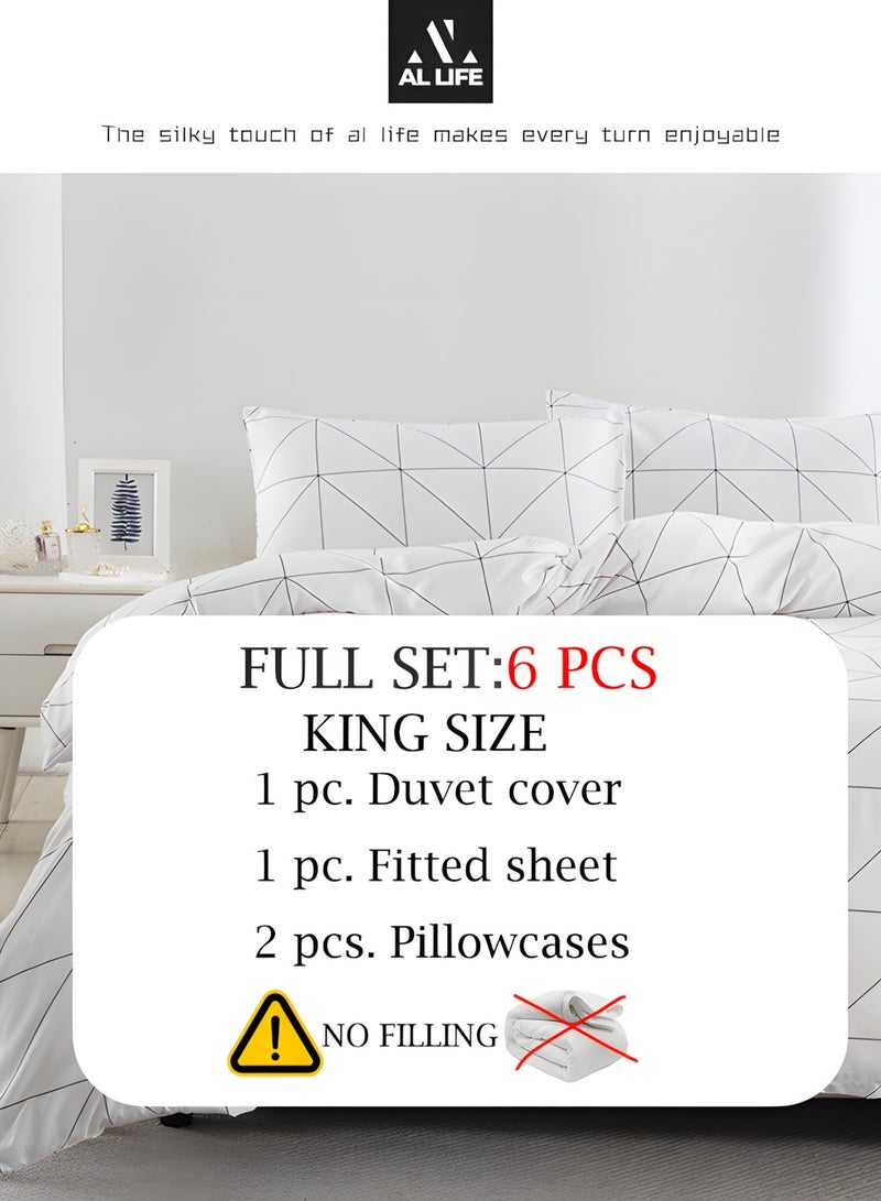 Al LIFE AI LIFE King Size Duvet Cover Set 4 Piece Lightweight Soft Breathable Premium Quality Bedding Set Includes 1x King Duvet Cover 220*240 cm 1x Fitted Sheet 200*230+25 cm 2x Pillow Cover 48*74 cm  - Image 4