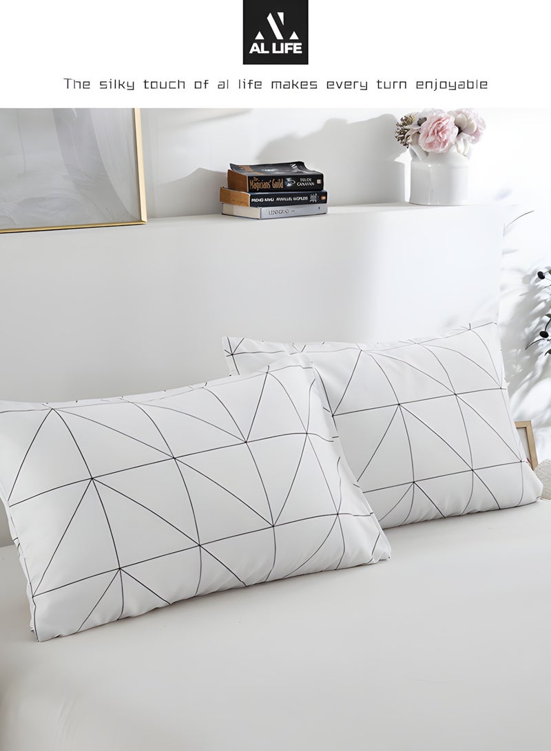 Al LIFE AI LIFE King Size Duvet Cover Set 4 Piece Lightweight Soft Breathable Premium Quality Bedding Set Includes 1x King Duvet Cover 220*240 cm 1x Fitted Sheet 200*230+25 cm 2x Pillow Cover 48*74 cm  - Image 3