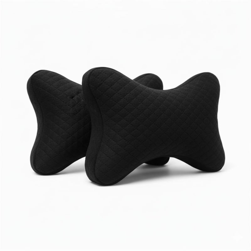 AUTOUNIKO Velvet Soft car Neck Pillow for Travel, Travel Micro Fiber Rest Pillow/Cushion Set of Pillows Compatible with All Cars - Pack of 2 Pieces (Black Memory) - Image 1