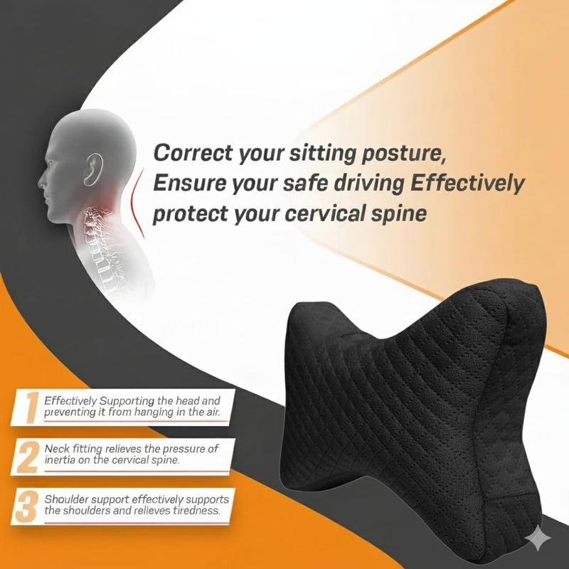 AUTOUNIKO Velvet Soft car Neck Pillow for Travel, Travel Micro Fiber Rest Pillow/Cushion Set of Pillows Compatible with All Cars - Pack of 2 Pieces (Black Memory) - Image 4