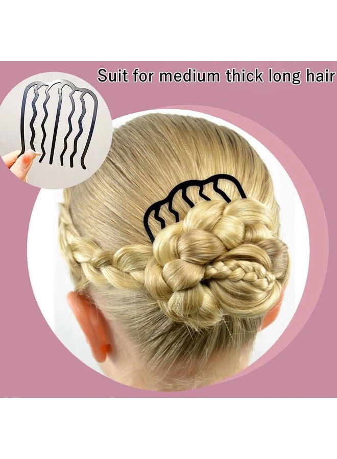 La Jolie Jasmin 8 Piece Hair Side Combs U Hair Pins Hair Fork Clip Hair Stick for Updo Bun, U Shaped Teeth Hair Combs for Vintage Hairstyle Hair Accessories - Image 2