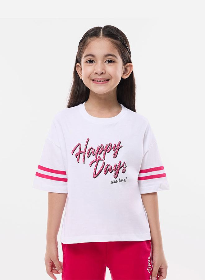 victor and jane Victor and Jane Slogan Print Knit Crop Top and Wide-Leg Pants Set - Image 3