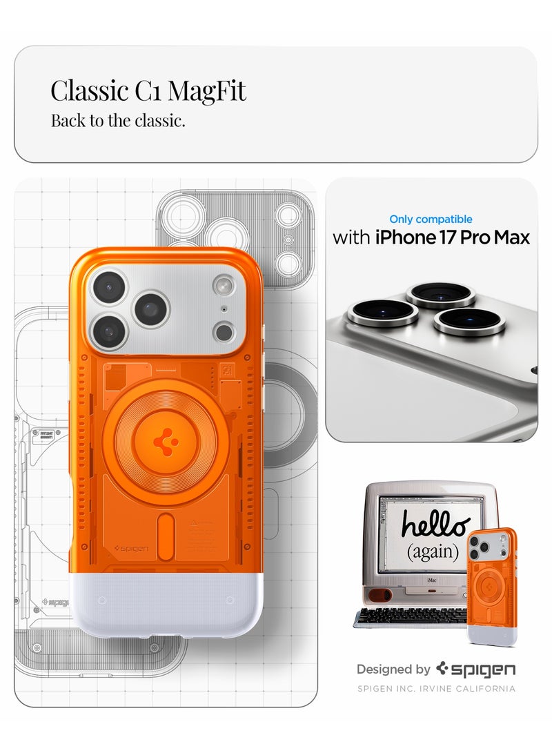 Spigen Classic C1 MagFit for iPhone 17 Pro MAX Case Cover with MagSafe & Extreme Protection Tech - Tangerine - Image 2
