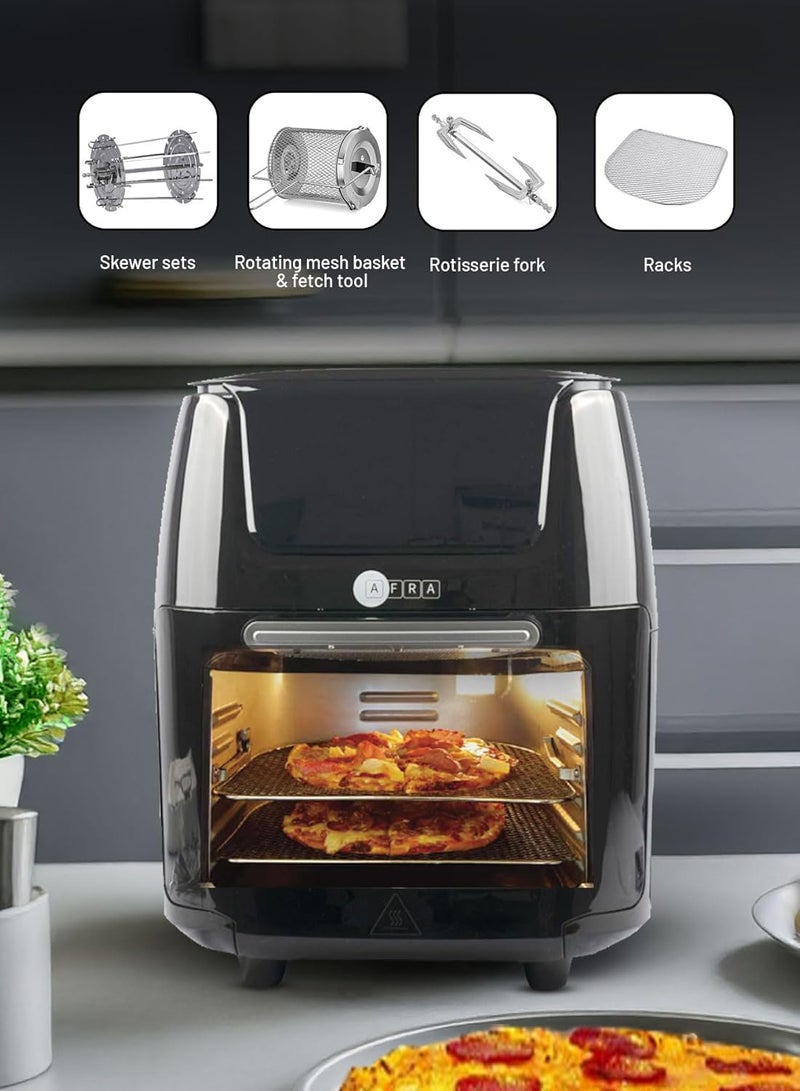 AFRA Digital Air Fryer Oven 12L – Touch Control, 8 Preset Programs, Rotating Mesh Basket, Skewer Sets, Overheat Protection, XL Visible Window, Cool-Touch Handle | 2-Year Warranty - Image 5