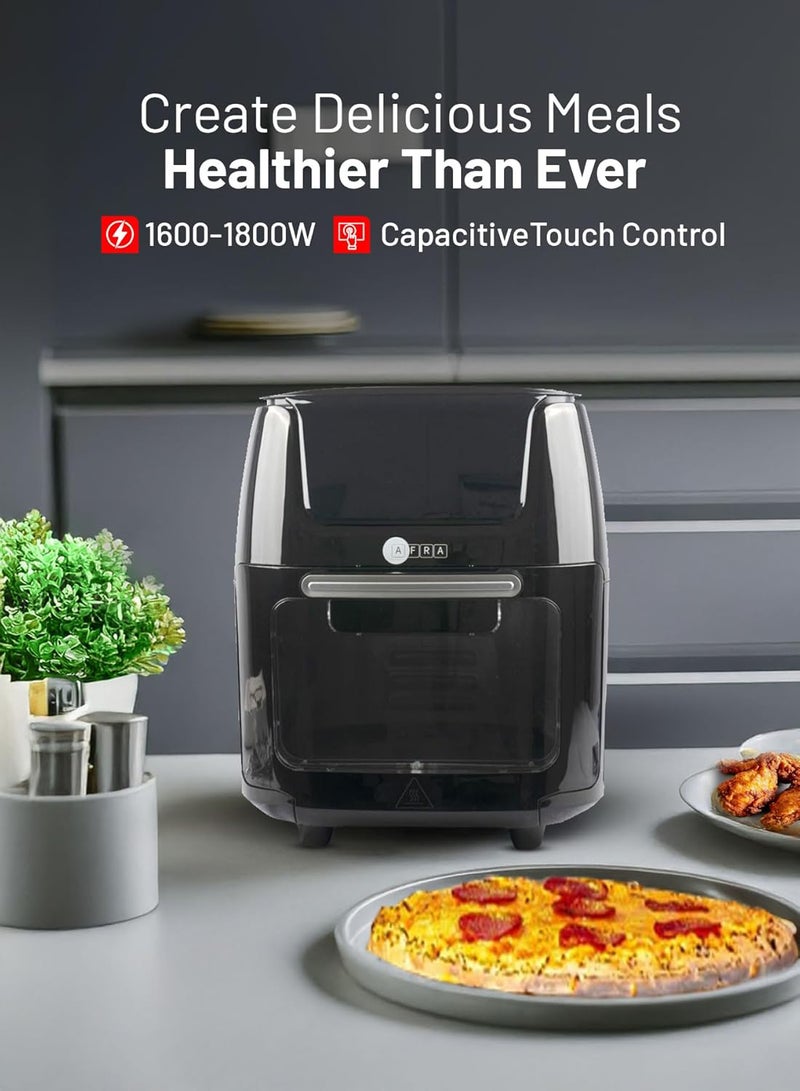 AFRA Digital Air Fryer Oven 12L – Touch Control, 8 Preset Programs, Rotating Mesh Basket, Skewer Sets, Overheat Protection, XL Visible Window, Cool-Touch Handle | 2-Year Warranty - Image 4
