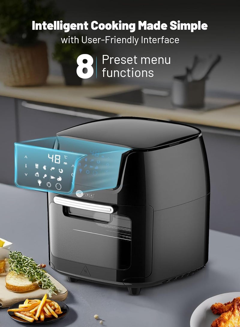 AFRA Digital Air Fryer Oven 12L – Touch Control, 8 Preset Programs, Rotating Mesh Basket, Skewer Sets, Overheat Protection, XL Visible Window, Cool-Touch Handle | 2-Year Warranty - Image 3