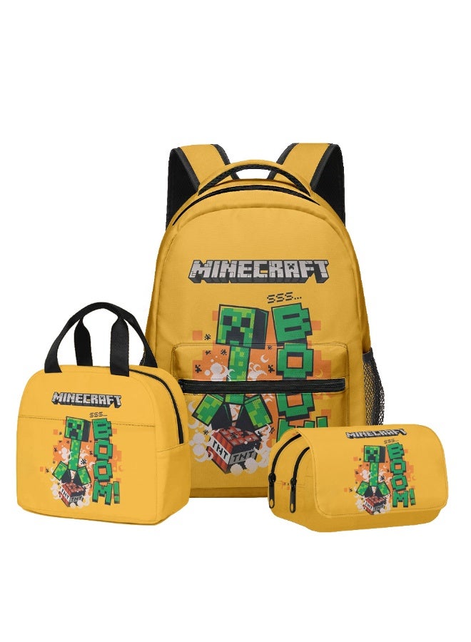 ماين كرافت 2025-2026 ماين كرافت على ظهره مقلمة الغداء حقيبة ثلاث قطع الترفيه الرياضة حقيبة السفر طالب حقيبة المدرسة - Image 1