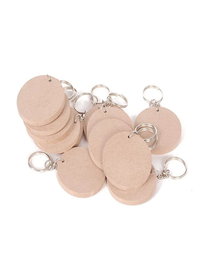 Maitri Maitri 50 Pcs Round Shape Key Chains with Ring 50 x 50 mm Art and Craft with Smooth Surface It is Suitable for All Type of Craft Activities Mandala Art MDF Board Suitable for Decoupage 