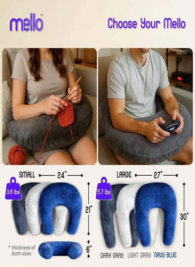 Mello وسادة ميلو للألعاب للركبة - وسادة لاب من الذاكرة للقراءة والألعاب والكروشيه - وسادة دعم للذراع والمرفق مريحة للكنبة والسرير (رمادي داكن، قياسي) - Image 3