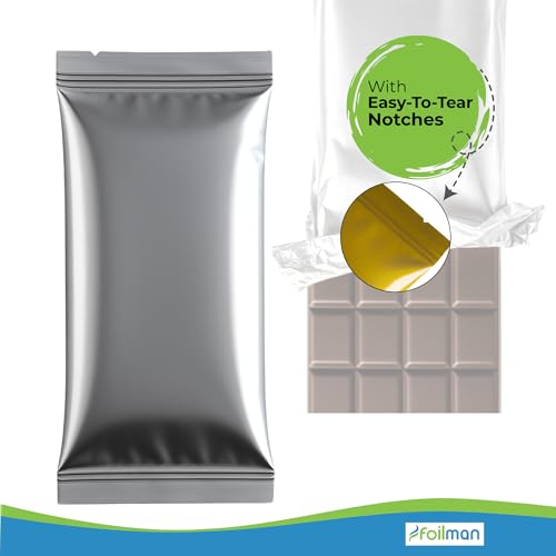 Foilman - Heat Seal Bags (Metallized) For Chocolate Bar Wrapping - Actual bags size 3 x 6 3/8 - Fits Bar Size 2.25 x 5.5 Inches (100 Pack) (Silver) - Image 3
