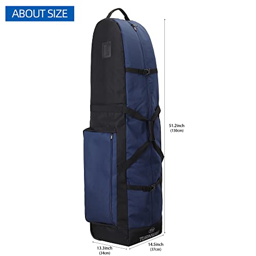 TurnWay Foldable Padded Golf Travel Bag, Heavy Duty 900D Polyester Golf Club Bag Waterproof Cart Bag with Wheels, Soft-Sided Spacial Size for Golf Gear Transportation (Blue) - Image 4