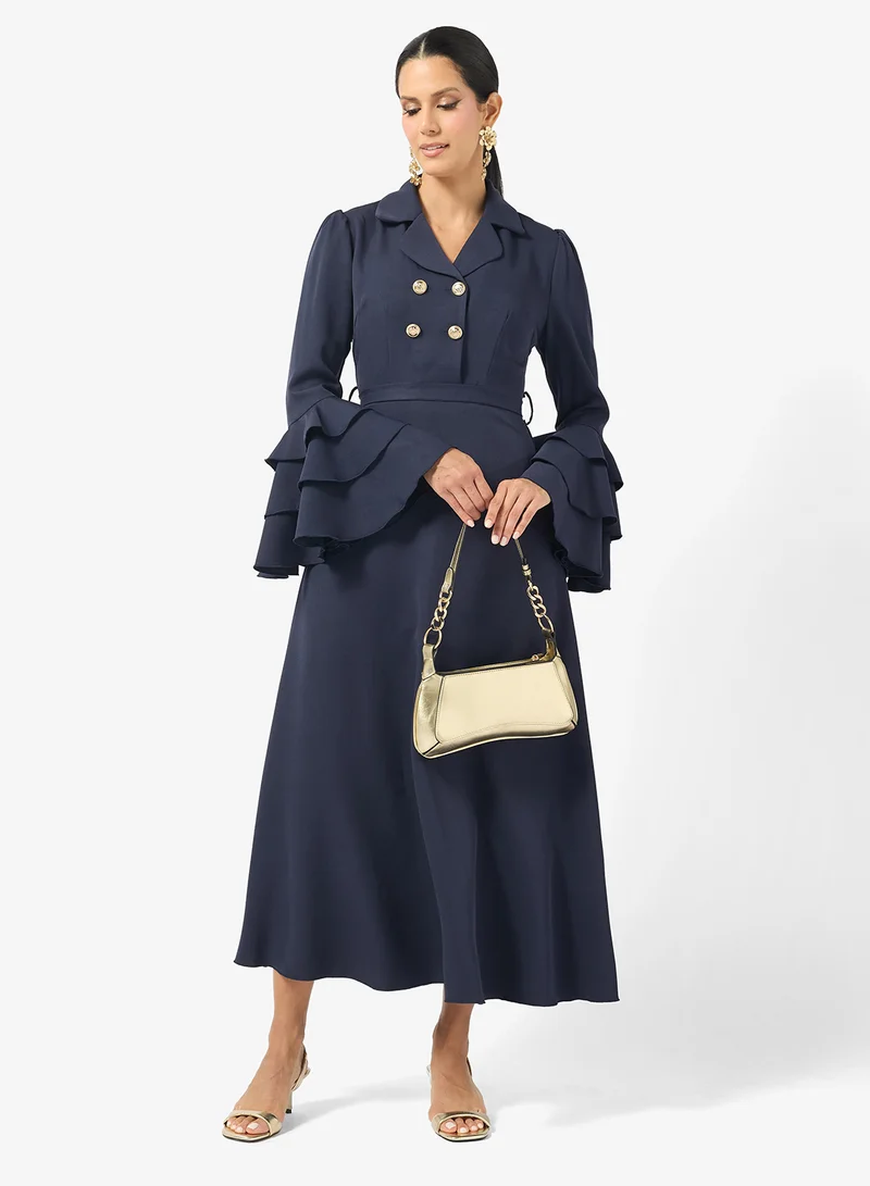 Khizana Dress With Flared Sleeves