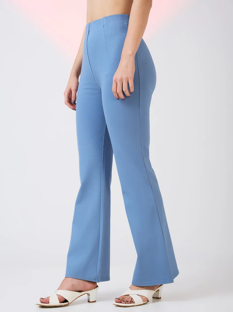 globus Women Denim-Stretchable Mid-Rise Workwear Bootcut Treggings
