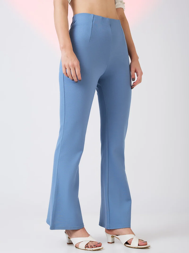 globus Women Denim-Stretchable Mid-Rise Workwear Bootcut Treggings