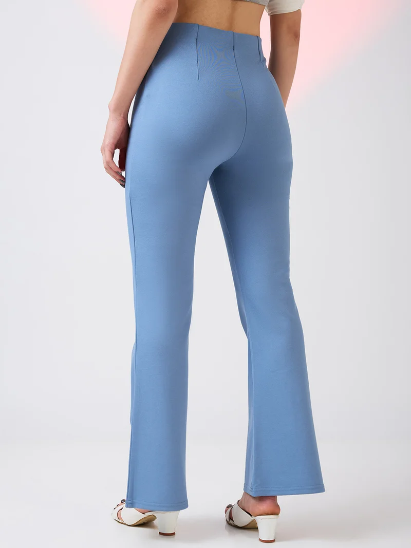globus Women Denim-Stretchable Mid-Rise Workwear Bootcut Treggings