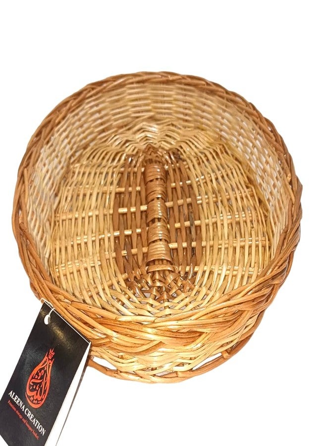 ALEENA.CREATION ALEENA CREATION Fine Quality Oval Shape Cane Wicker Baskets Multipurpose Uses for Marriage Gift Hamper, Flower/Chocolate/Chapati/Pooja/Shelf Baskets, Storage Baskets (13x9 inch) - Image 3