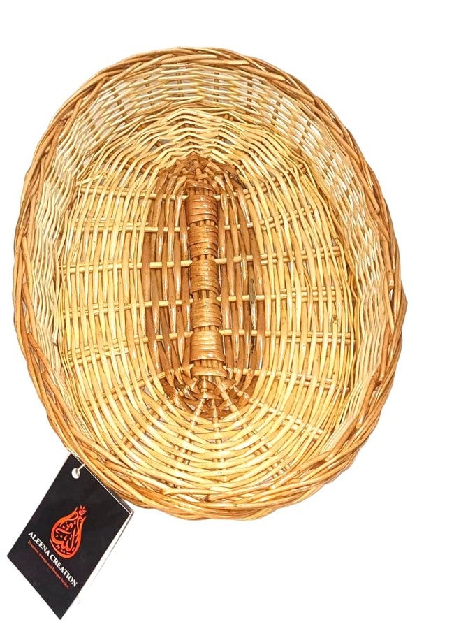 ALEENA.CREATION ALEENA CREATION Fine Quality Oval Shape Cane Wicker Baskets Multipurpose Uses for Marriage Gift Hamper, Flower/Chocolate/Chapati/Pooja/Shelf Baskets, Storage Baskets (13x9 inch) - Image 4