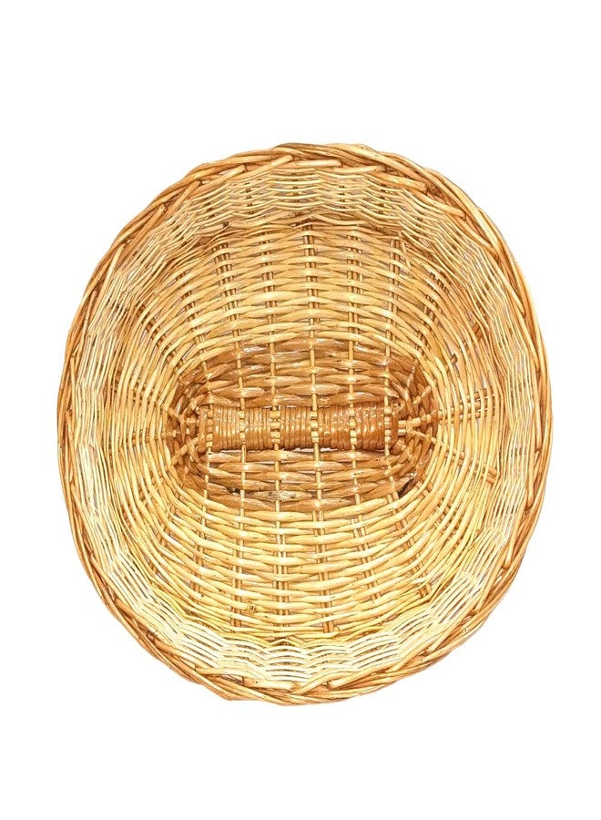 ALEENA.CREATION ALEENA CREATION Fine Quality Oval Shape Cane Wicker Baskets Multipurpose Uses for Marriage Gift Hamper, Flower/Chocolate/Chapati/Pooja/Shelf Baskets, Storage Baskets (13x9 inch) - Image 2
